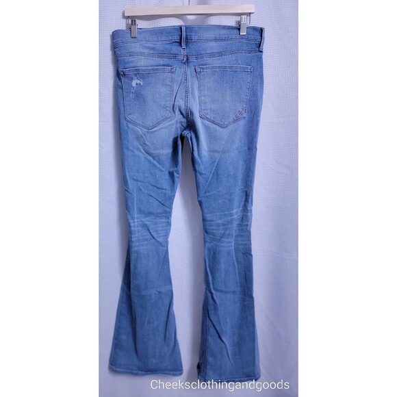 NWT Express Jeans Slim Flare Mid-Rise 70s Flare Distressed Women's size 12R - Picture 3 of 5